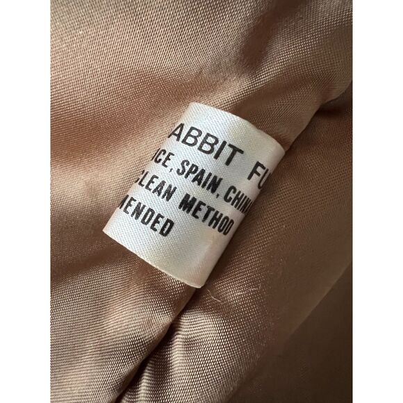 Vintage Mademoiselle full length light brown rabbit fur coat. Size L (W). - Picture 10 of 13